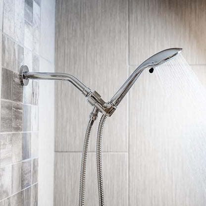 SparkPod 9 Inch Shower Arm with Flange - Solid Stainless Steel Shower Head Extension Arm, Wall-Mounted for Fixed & Handheld Showerheads- Teflon Tape Included (Tall 9", Luxury Polished Chrome)