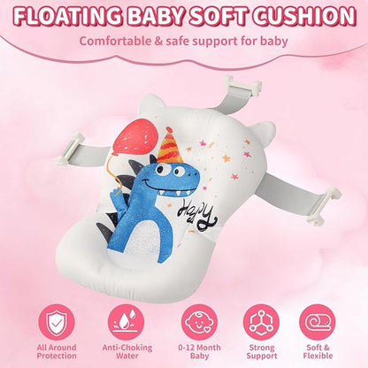 Baby Bathtub,Collapsible Baby Bath Tub with Thermometer & Soft Floating Cushion,Portable Travel Baby Bathtubs for Newborns to Toddlers 0-36 Months(Crab Blue)