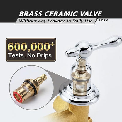 SUMERAIN Vintage Wall Mounted Bathtub Faucet with Hand Shower, High Flow Tub Filler Chrome Finish, Rough-in Valve Included