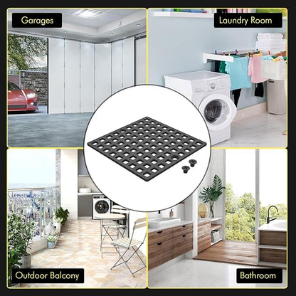 3-7/8" Matte Black Shower Drain Cover - Square Floor Drain Cover Replacement - Hair Catcher/Drain Strainer for Bathrooms, Showers, and Sinks - SUS304 Stainless Steel & CUPC Certified