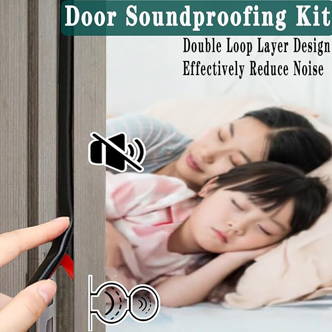 Door Seal Strip for Door Frame, Rubber Weather Stripping Door Seal, Self-Adhesive Extra Thick Insulation Strip, Soundproofing, Dustproof, Large Gap Filler (Black, 20 Ft)