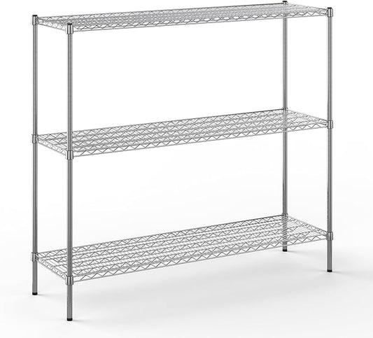 18" Deep x 60" Wide x 54" Height Wire Shelving Kit | 3-Tier | NSF Commercial Storage Rack Unit
