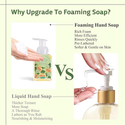 ROMIIE ZOI Natural Cucumber&Melon Foaming Hand Soap Refills 3-Pack (33.8 Fl Oz Each) with Dispenser - Plant-Based, Non-Toxic, Large Volume for Kitchen, Bathroom - Great Value Gift Set for Housewarming