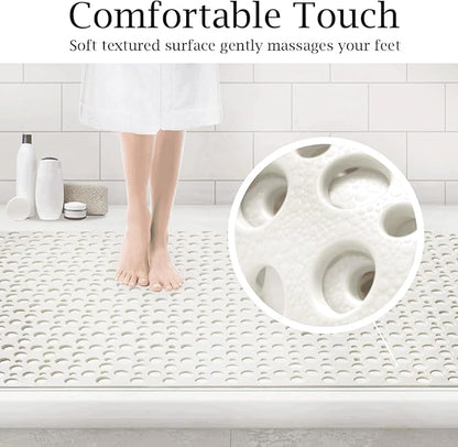 Extra Large Shower Mat Non Slip,47 * 31 Inch Bath Mat for Shower with Big Suction Cups,Oversized TPE Shower Mats for Inside Outside Shower,Perfect for Elderly