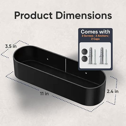 Wall-Mounted Shower Shelf - Durable Space Aluminum, Matte Black, Rustproof Bathroom Organizer, Compact 11-Inch Design for Shampoo, Soap, and Toiletries Storage, Modern and Easy-to-Install Shower Caddy