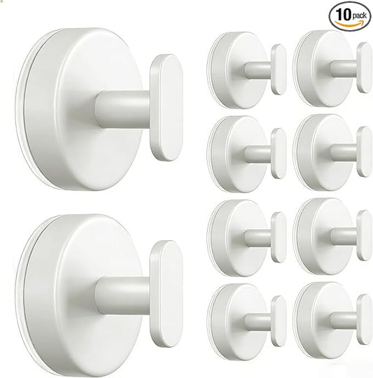 Suction Cup Hooks for Shower: 15 LB Strong Wall Hanger for Bathroom, Front door, Glass, Window, RV, Holder for Towel, Christmas Wreath, Coat, Loofah, Waterproof & Reusable, Cream White 10-Pack