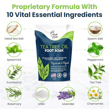 Tea Tree Foot Soak & Callus Remover Gel Kit - Extra Strength Callus Remover Gel & Foot Soak With Epsom Salts For Calluses, Dry Cracked Heels, Toenail - Pedicure for Tired Feet