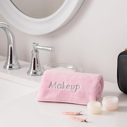 Arkwright Makeup Towels - Pack of 6 - Ultra Soft & Gentle Microfiber Coral Fleece Washcloth Face Make Up Remover, Reusuable Eraser Cloth Essentials for Hosts & Artists, 13 x 13 in, Pink