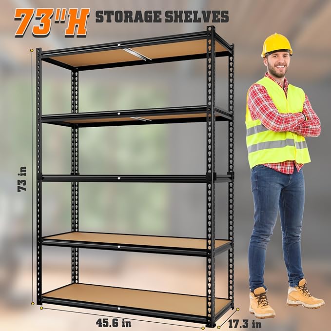 LEVELEVE 5-Tier Heavy Duty Storage Shelving Unit, 2000 lbs Capacity, Adjustable Metal Utility Shelf, 48" L x 18" W x 73" H for Garage, Kitchen, Pantry, Basement, Bathroom, Laundry,3 Pack