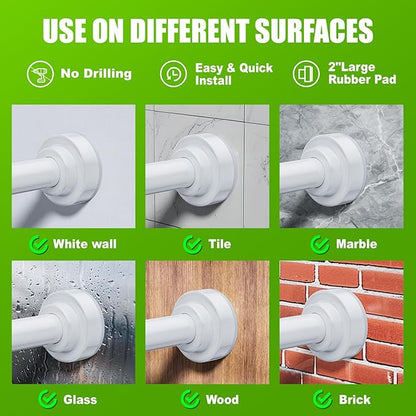 Ausemku Shower Curtain Rod - 32-43 Inch Rustproof Tension Rod, Non-Slip Spring Design, No Drilling Adjustable Curtain Rod for Bathroom, Kitchen, and Closet（White）
