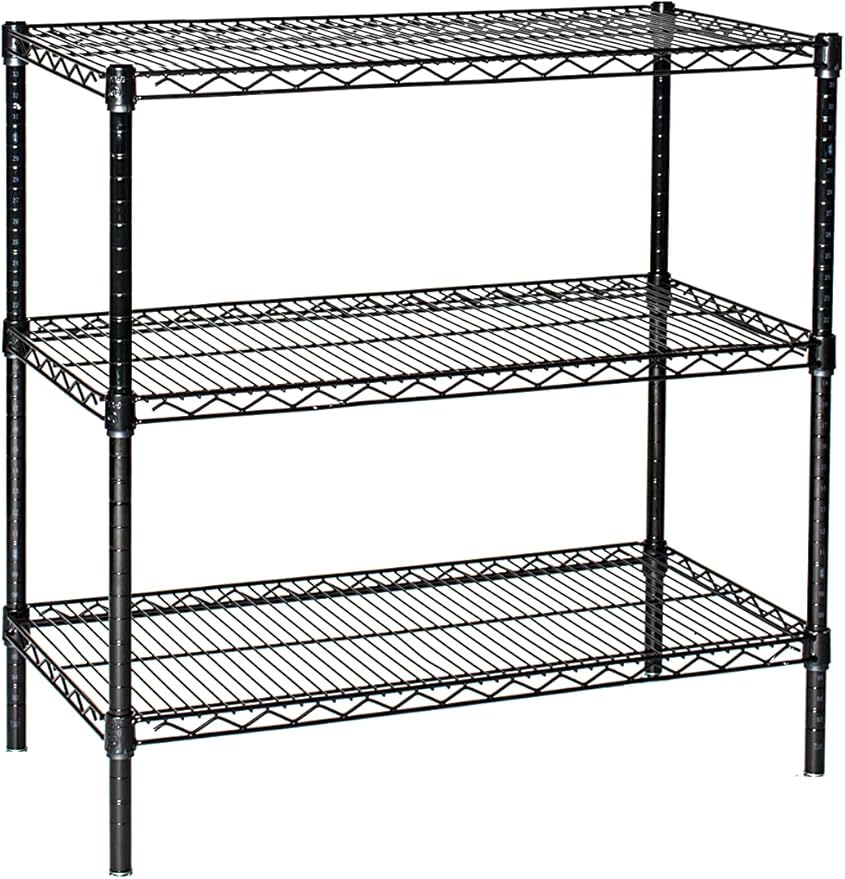 Omega 12" Deep x 72" Wide x 86" High 3 Tier Black Starter Shelving Unit