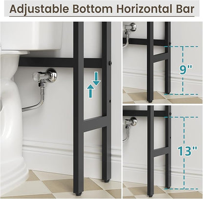 Over The Toilet Storage Cabinet, Bathroom Organizer Over Toilet with Double Doors and Soft Hinges Above Toilet Bathroom Storage Shelf Over The Toilet Storage (Gray)