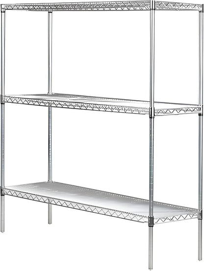 Omega 18" Deep x 48" Wide x 54" High 3 Tier Chrome Starter Shelving Unit