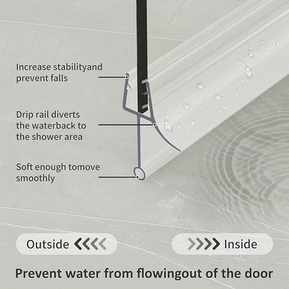 Frameless Shower Door Bottom Seal, 4 Pcs Shower Door Seal Strip for 5/16" Glass Shower Door Sweep, Stop Shower Leaks and Create a Water Barrier 31.5" Long Sweep