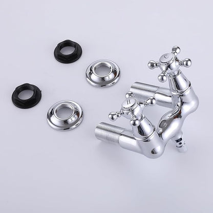 SUMERAIN Wall Mount Tub Faucet Vintage Leg Tub Filler 3-3/8 Inch Center High Flow Chrome