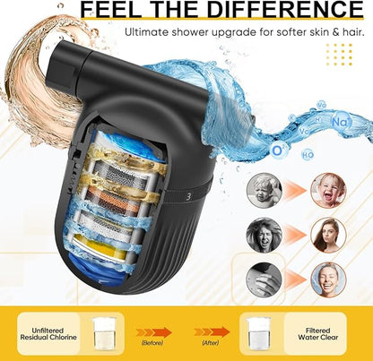 Cobbe Shower Filter | All-METAL Joint | 99% REMOVAL Shower Head Filter for Hard Water, Heavy Metals, Chlorine and Harmful Substance, Improve your skin and hair - Black