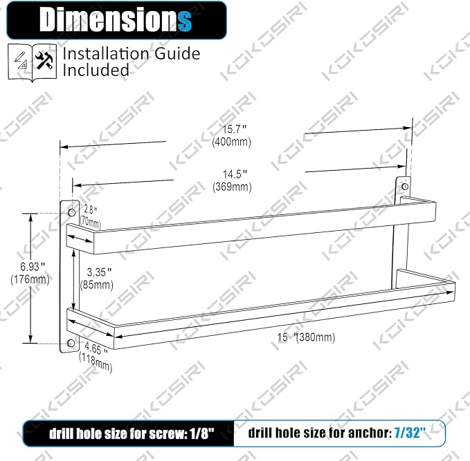 KOKOSIRI 16'' Towel Bars Bathroom 2-Tiers Ladder Brushed Gold Towel Rails Towel Holders Wall Mounted Towels Shelves Rack Stainless Steel, B5008BG-L16