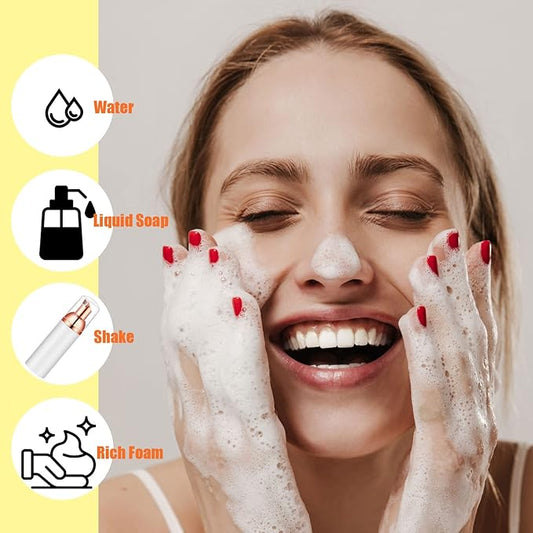 2 Oz Empty Foam Pump Bottle (12PCS) Travel Foaming Soap Dispenser for Hand Soap, Lash Shampoo Cleanser (White&Rose Gold)