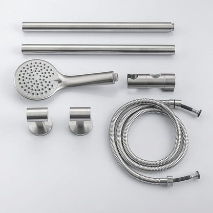 Adjustable Shower Slide Bar with 5-Function Handheld Shower Head, Stainless Steel Grab Slide Bar Combo with Extra Hose (Brushed Nickel)