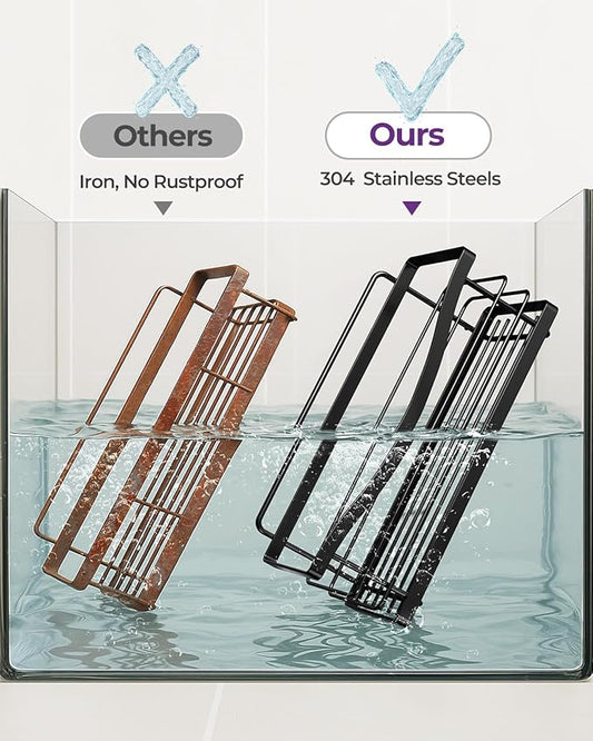 ODesign Shower Caddy 3 Pack-Shower Organizer Shelves Rack Rustproof SUS304 Stainless Steel for Bathroom Storage&Kitchen-No Drilling Adhesive Shower Caddy Shelf with 4 Hooks Suction Cup-Black