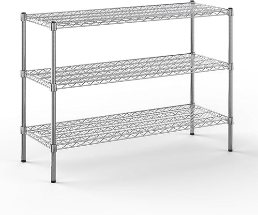 18" Deep x 48" Wide x 34" Height Wire Shelving Kit | 3-Tier | NSF Commercial Storage Rack Unit