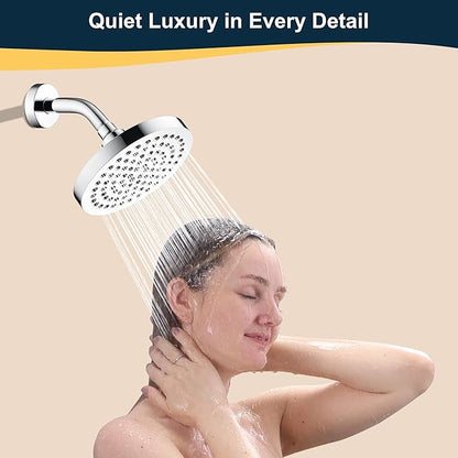BRIGHT SHOWERS Brass Shower Arm with Flange 6 Inch Wall Mounted Shower Pipe Arm Extension for Fixed Shower Head and Handheld showerhead, Chrome