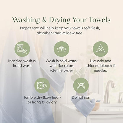 Springtree Home Luxury Bamboo Rayon Bath Towel Set 6 Piece Set | 35% Bamboo Rayon - 65% Cotton | Absorbent Quick-Dry Towels for Bathroom | Oeko-TEX Standard 100 Cotton | Mediterranean Blue