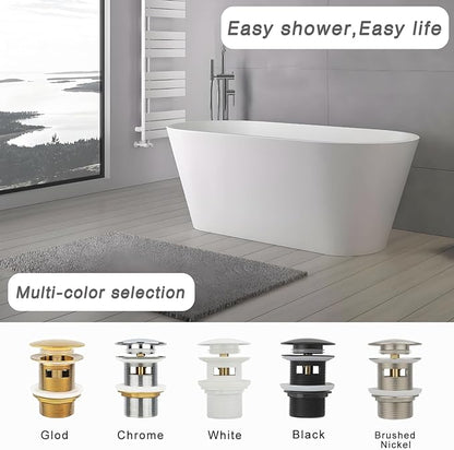 Tub Stopper Bathtub Drain, Brass Pop-up Freestanding Bathtub Drain Stopper, Fits Most Freestanding Tub Rough- in Kits (Black)