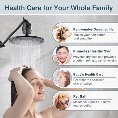 BRIGHT SHOWERS Shower Filter, High Output Shower Head Filter, 3-Stage Filtration for Hard Water & Chlorine Removal, Improves Skin, Hair & Nails, Universal Fit, Oil Rubbed Bronze