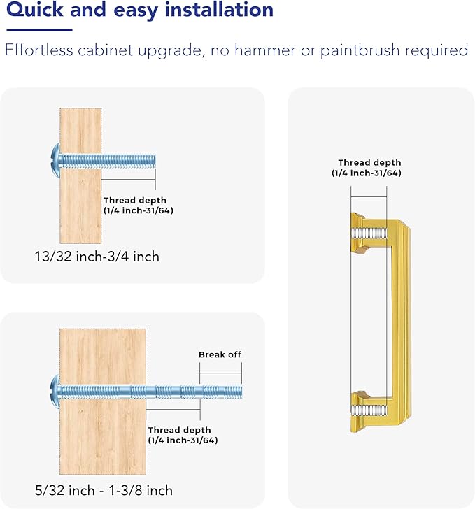 Ravinte Hardware 5 Pack Brushed Brass Cabinet Pulls, 3 Inch (76mm) Hole Center Zinc Alloy Drawer Handles for Kitchen Cabinets, Cupboards, Dressers, Square Solid Metal Hardware