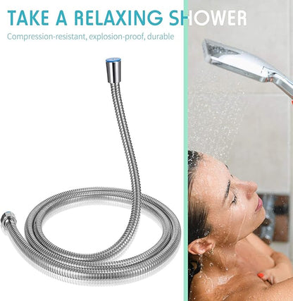Mimorou 79 Inch Stainless Steel Shower Hose with Adjustable Shower Arm Holder and Head Replacement (Silver)
