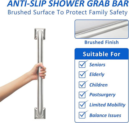 Bathroom Grab Bars Stainless Steel Handrail ADA Compliant 500lbs bathtubs and Showers Toilet Handle Safety for Handicap, Elderly, Disabled, Injury (24inches 2 Pack)