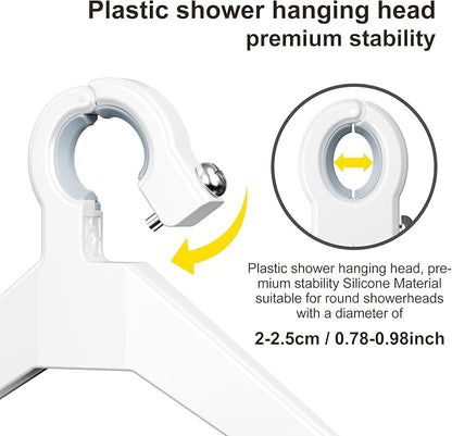 Orimade Adjustable Anti-slip Shower Caddy over Shower Head, Rustproof Bathroom Hanging Shower Organizer with 2 Hooks for Razor, No Drilling Shelves Storage Rack 2 Tier, White