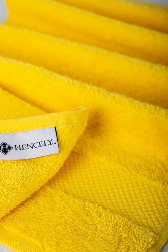 Hencely 6-Piece Bath Towel Set - High Absorbency, Quick Drying - 100% Soft Turkish Cotton - 2 Bath Towels, 2 Hand Towels, 2 Washcloths - for Bathroom, Home, Hotel, Spa, and Gym - 6-Pack Yellow