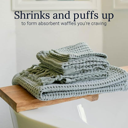 GILDEN TREE Waffle Hand Towels for Bathroom Quick Dry Large Luxury Lint Free Super Absorbent Cotton Hand Towels Set of 2, Modern Style (Sage Grey)