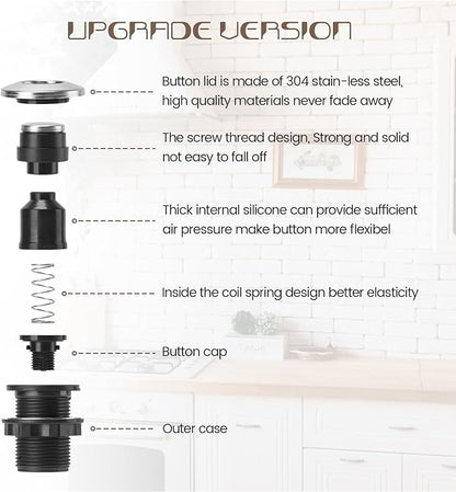 Garbage Disposal Air Switch Kit Sink Top Waste Disposal Stainless Steel Polished On/Off Air Button Food and Waste Disposals Part by Etoolcity, UL Listed
