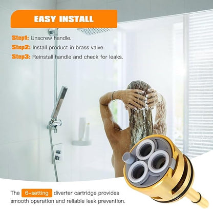 Shower Valve Repair Kit Fit for Delta R10000-unbx R10000-unbxhf, 6-Position Diverter Cartridge RP51919 and Trim Parts, Brass Construction