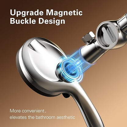 Denkee Filtered Shower Head High Pressure, 12 Inch Rain Shower Heads with Handheld Spray Combo, 10 Sprays Detachable Showerhead Built-in Magnetic Docking and Power Jets, Come with Filter Replacement