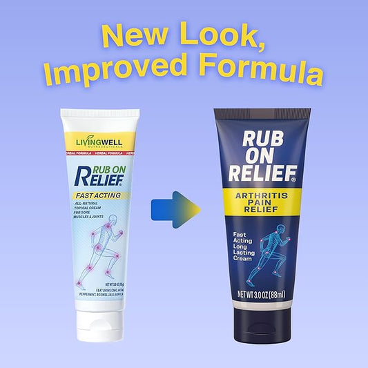 RUB ON RELIEF Topical Pain Relief Cream - Non-Greasy Joints Pain Cream for Knees, Shoulders & Back, Targeted Arthritis & Muscle Aches with Arnica, MSM, Turmeric, Aloe Vera, & Castor Oil- 3 oz (3 Pack)