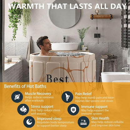 Portable Bath Tub for Adult, Foldable Soaking Bathtub for Hot SPA&Ice Bath, Foldable Small Bathtub Collapsible Tub for Bathing, Quick Setup No Installation, Space-Saving Storage (Fantasy, 25.9X31.5IN)