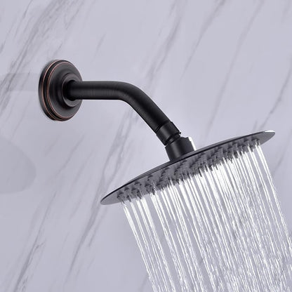Angled Shower Arm with Flange ORB 6 Inch Stainless Steel Wall Mounted Extension Arm for Top Shower Head, Oil Rubbed Bronze (SA-606ORB)