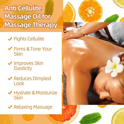 Anti Cellulite Oil Massage Oil for Massage Therapy,Body Oil for Skin Tightening & Cellulite Remover in Thighs and Butt,Cellulite Treatment Massage Oil,Assists with Firming,Toning & Moisturizes Skin