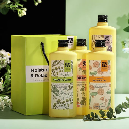 Bubble Bath for Women Adults, Scented Bubble Bath Gift Set for Women, 51.2 fl oz (Pack of 4), with Shower Gel, Ladies Foaming Bath Variety, Mother's Day Gift for Mom, Christmas Gifts for Her