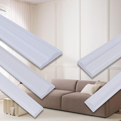 Peel and Stick Chair Rail Panel Molding, 240''L x 0.9''W Strong Self Adhesive TPE Wall Moulding Trim for Home DIY Decoration (Paintable White)