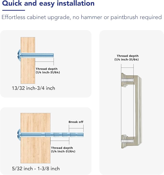 Ravinte Hardware 15 Pack Brushed Nickel Cabinet Pulls, 3 Inch (76mm) Hole Center Zinc Alloy Drawer Handles for Kitchen Cabinets, Cupboards, Dressers, Square Solid Metal Hardware