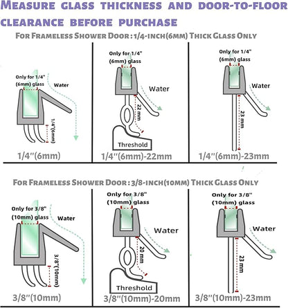 2-Pack Frameless Shower Door Bottom Seal (1/4'' X 39'') Clear Glass Shower Door Sweep Strip can Covers up to 23mm Gap - Stop Leaks