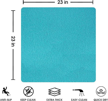 Non Slip Shower Mat, Comfortable Bath mat for Textured Surface,Quick Drying Easy Cleaning Shower Floor Mat for Wet Area,Without Suction Cups Blue 23 x 23