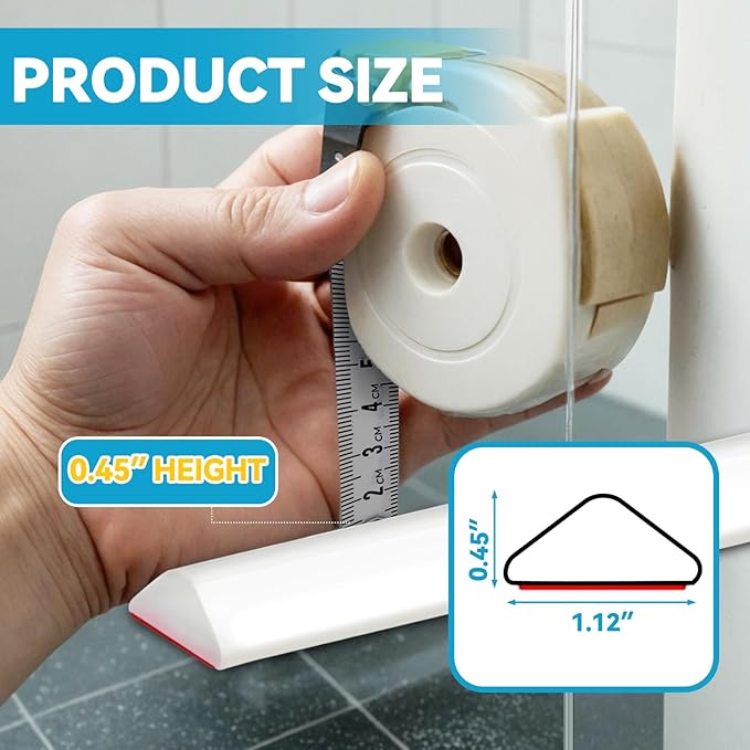 39'' Collapsible Shower Threshold Water Dam Shower Barrier Keeps Water Inside Threshold Dry and Wet Separation Retention System Suitable for Bathroom Kitchen Sink Bathtub