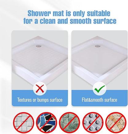 Shower Mat Non-Slip Bath Mat for Tub and Shower Stall,200+ Suction Cups with Drain Holes, Quick Dry Machine Washable, Extra Grip for Elderly and Baby, Bathroom Essentials 24x24 Inch (Blue)