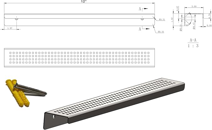 SereneDrains Stainless Steel Oil Rubbed Bronze Shower Shelf for Inside Shower Drill In Wall Mount Small Bathroom Shelf Decor Organizer Rack Caddy Floating (Oil Rubbed Bronze, 12 Inch)